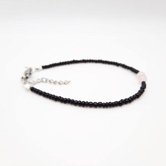 Rose Quartz Chakra Healing Gemstone Beaded Chain Bracelet Handmade Jewelry - Picture 7 of 10